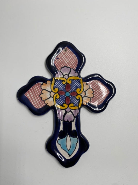 Painted Cross with Blue Border