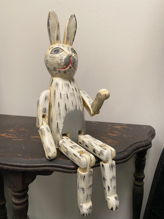 Mexican Inspired Carved, Moveable Rabbit Sitter